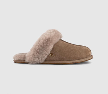 Womens UGG Scuffette II Metal Logo Slippers Mushroom
