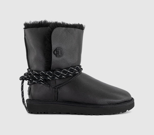 Womens UGG Bailey Tie Leather Black Leather